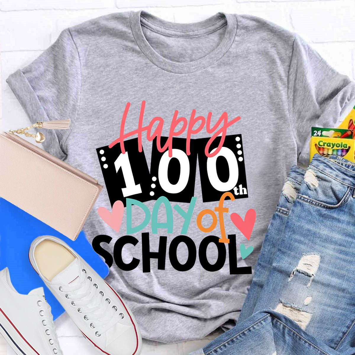 Happy 100th Days Of School Card Teacher T-Shirt