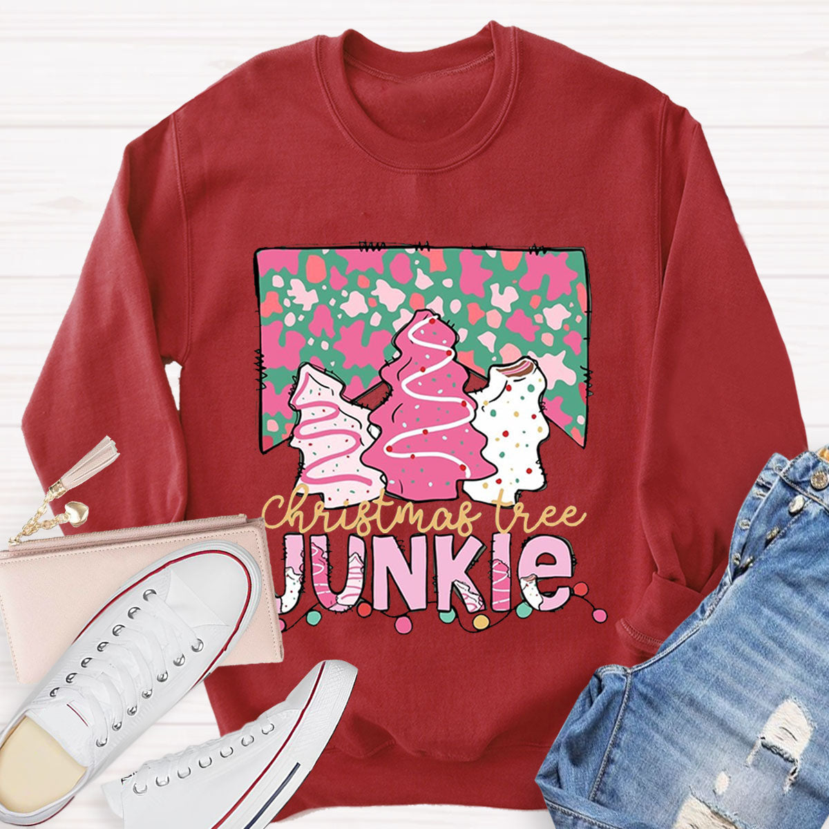 Christmas Tree Junkie Teacher Sweatshirt