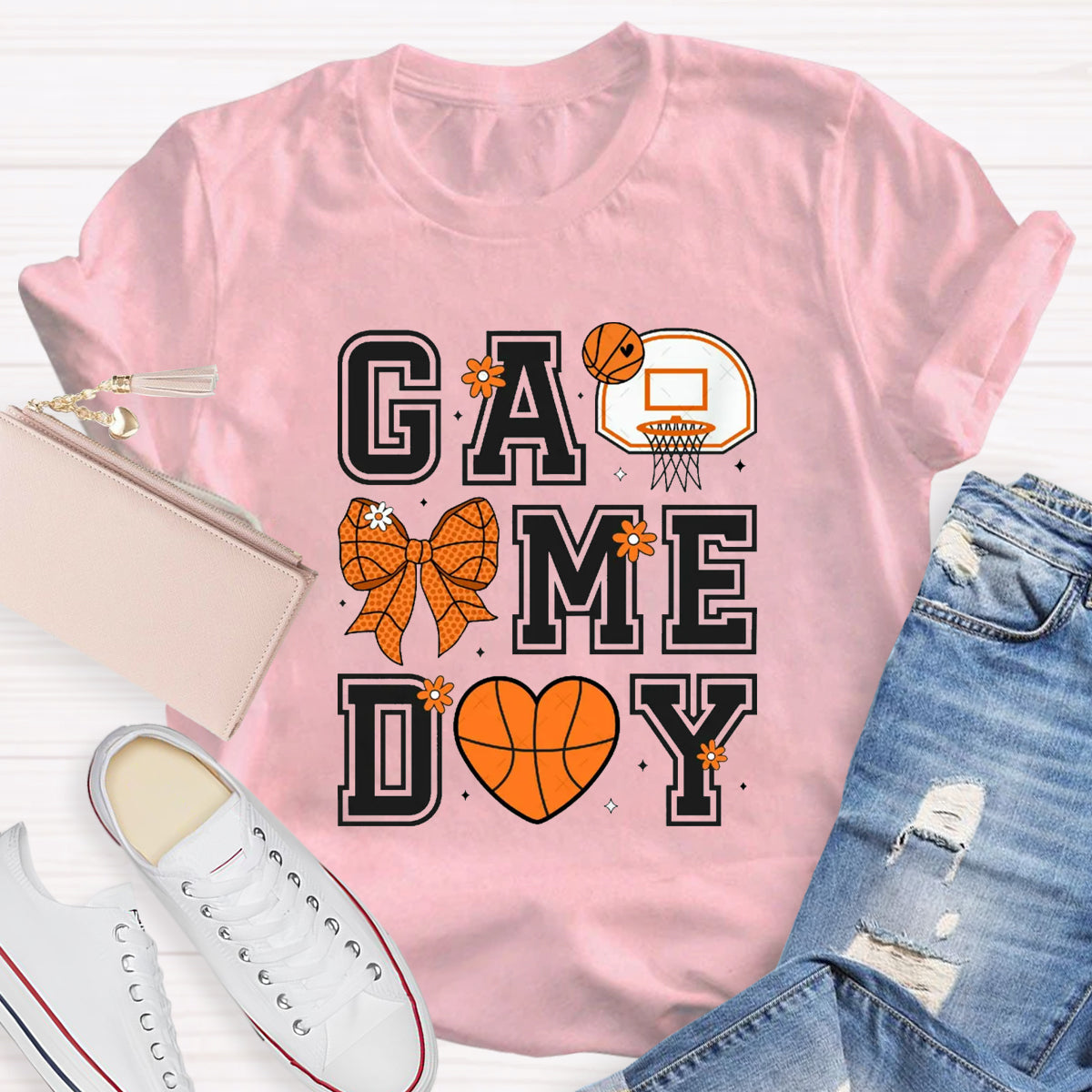 Game Day Bow Basketball T-Shirt