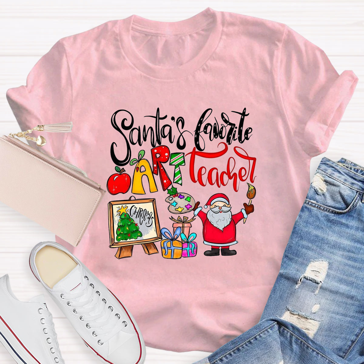 Santa's Favorite Art Teacher T-Shirt