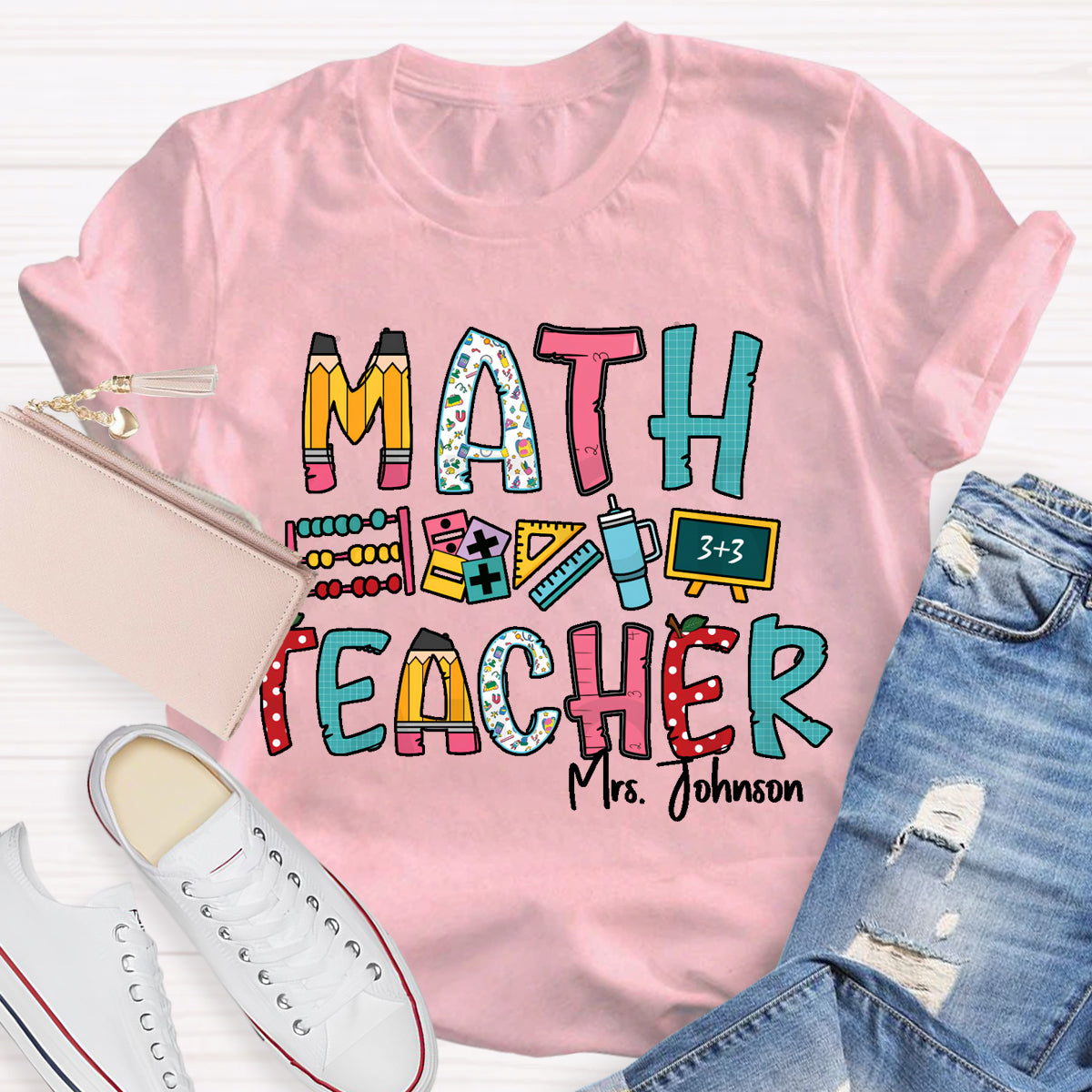 Personalized Math Teacher Name Mrs. Johnson T-Shirt