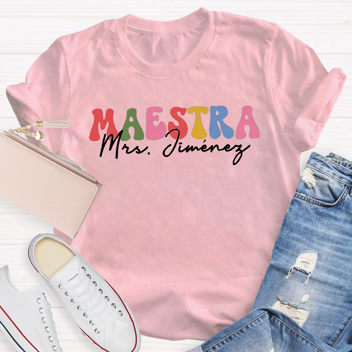 Personalized Name Maestra Spanish Teacher T-Shirt