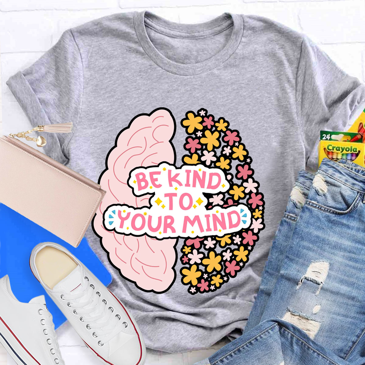 Be Kind To Your Mind Floral Brain T-Shirt