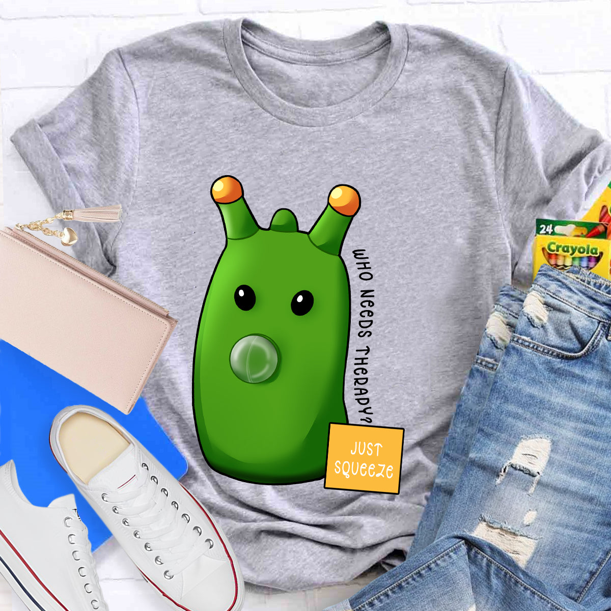 Who Needs Therapy? Just Squeeze Green Caterpillar T-Shirt