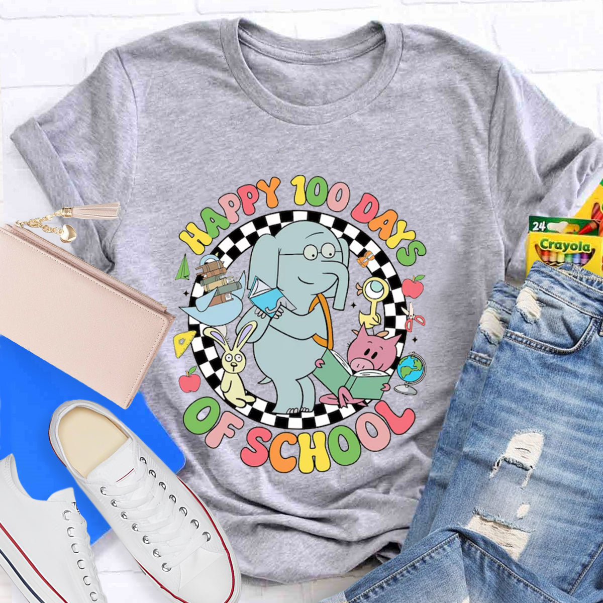 Happy 100 Days of School Elephant And Piggie Teacher T-Shirt