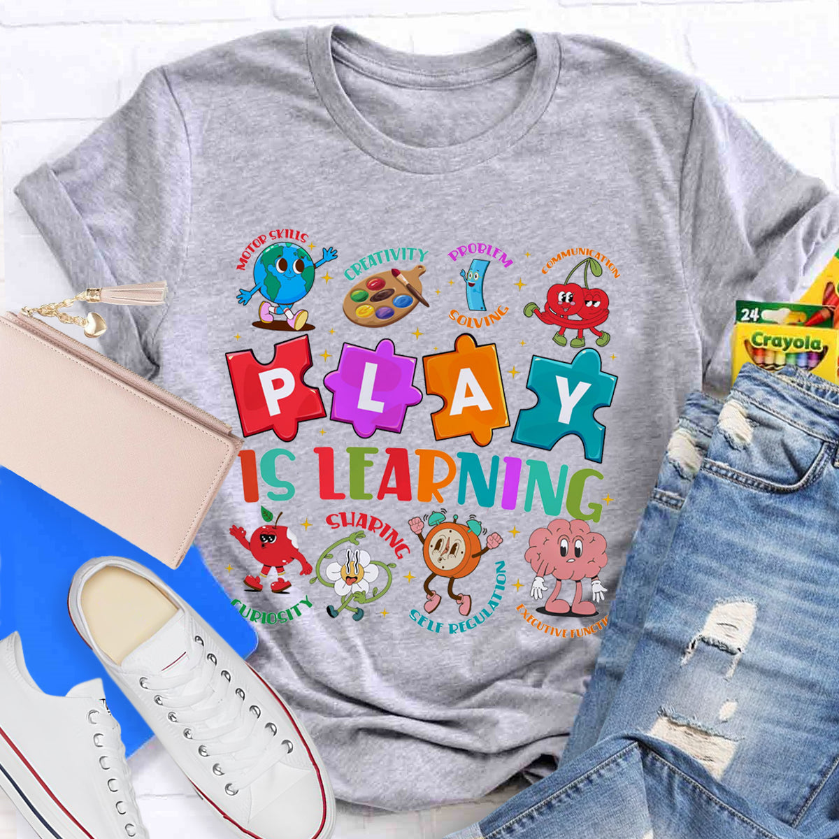 Play Is Learning Sloving Problem Teacher T-Shirt