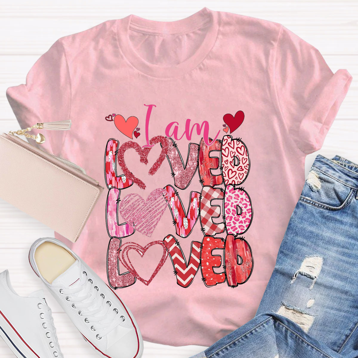 I am Loved Pink Heart T-Shirt