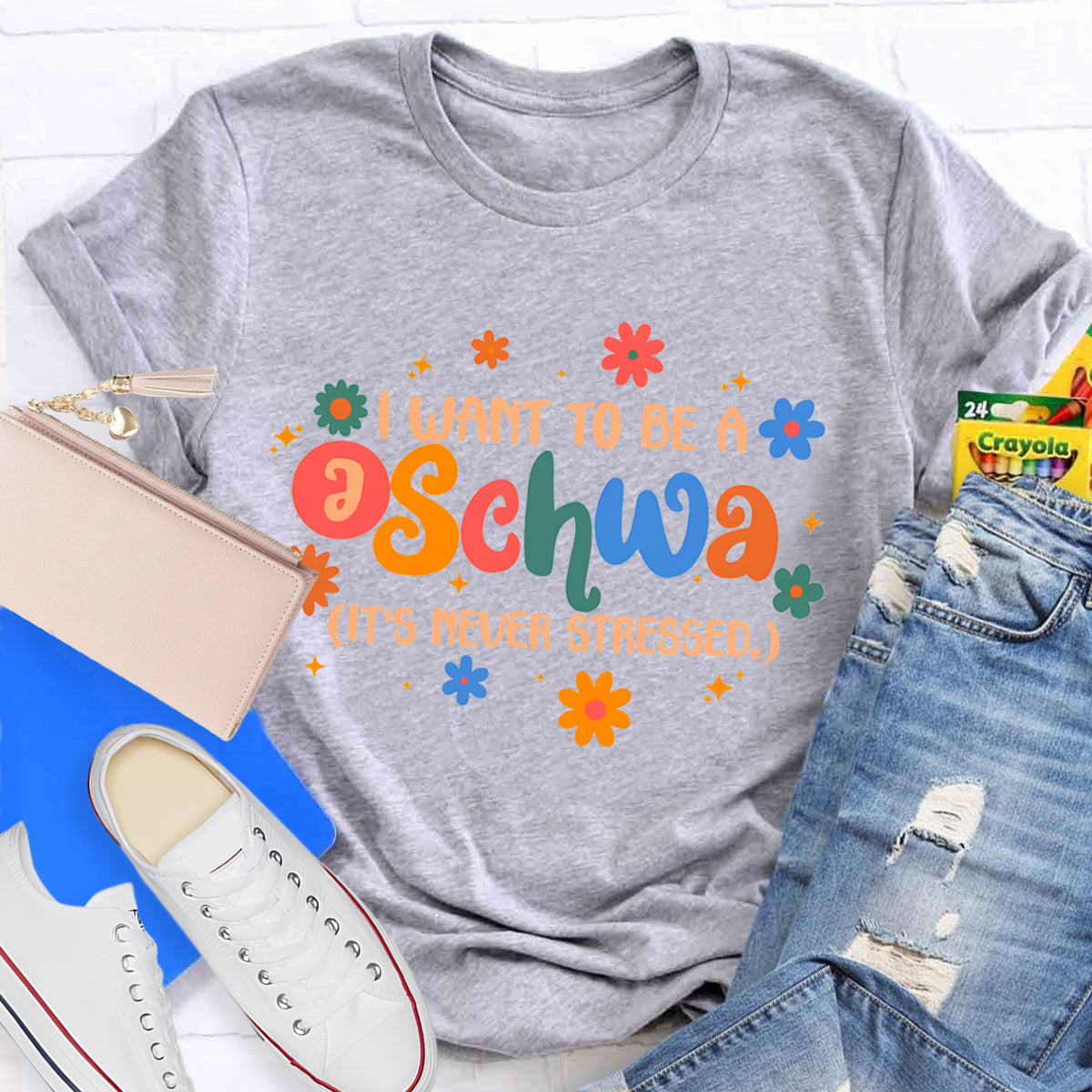 I Want To Be A Schwa It's Never Stressed Floral T-Shirt