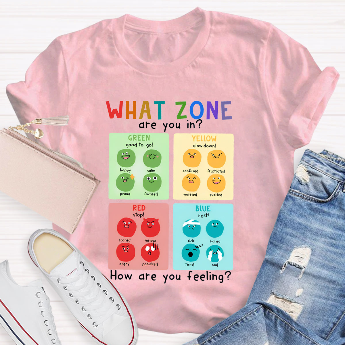 What Zone Are You In Mental Health Therapy Teacher T-Shirt