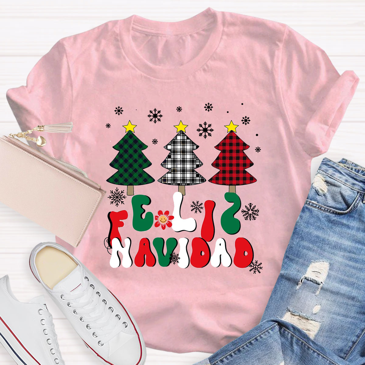 Spanish Christmas Feliz Navidad Teacher T-Shirt