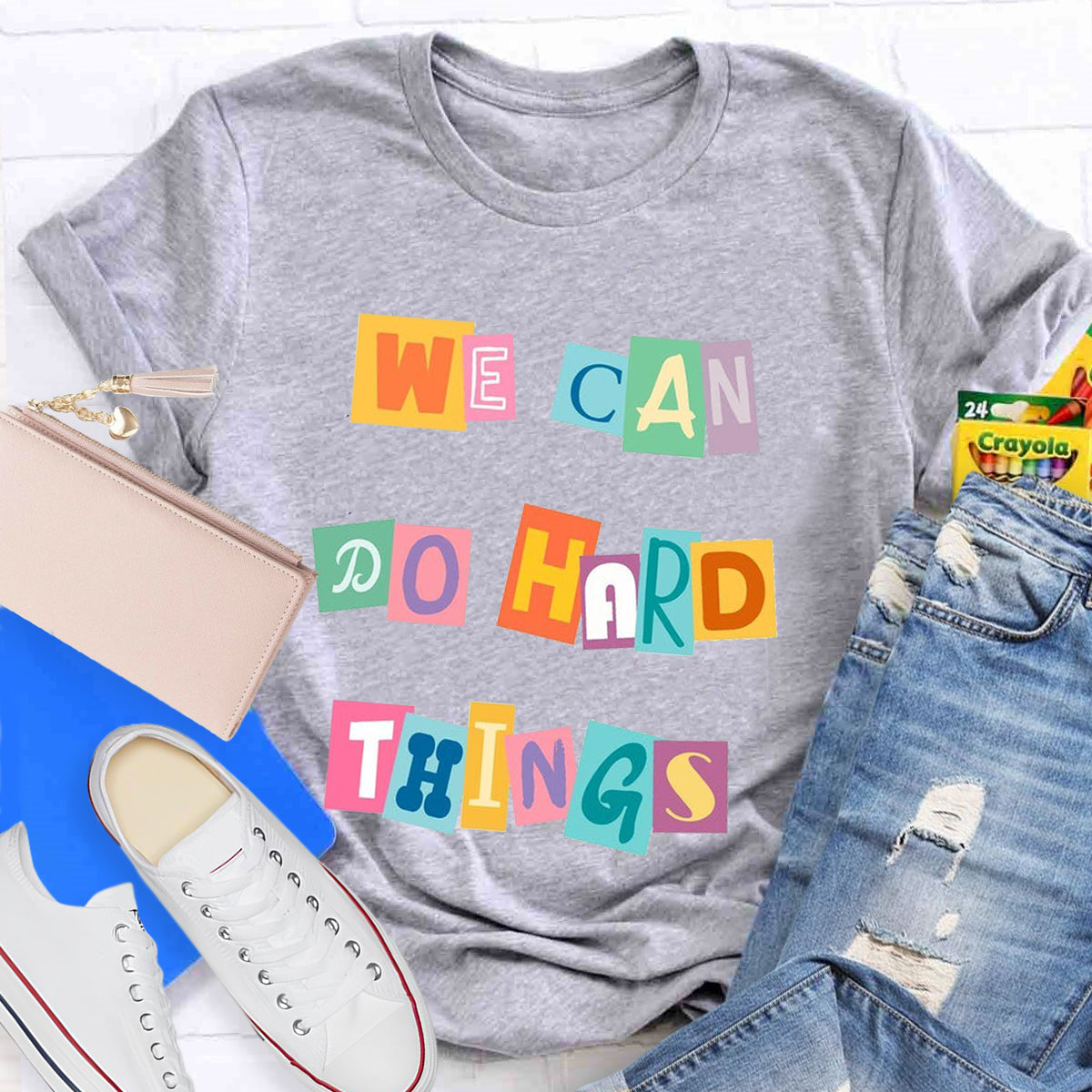 We Can Do Hard Things Color Blocks T-Shirt