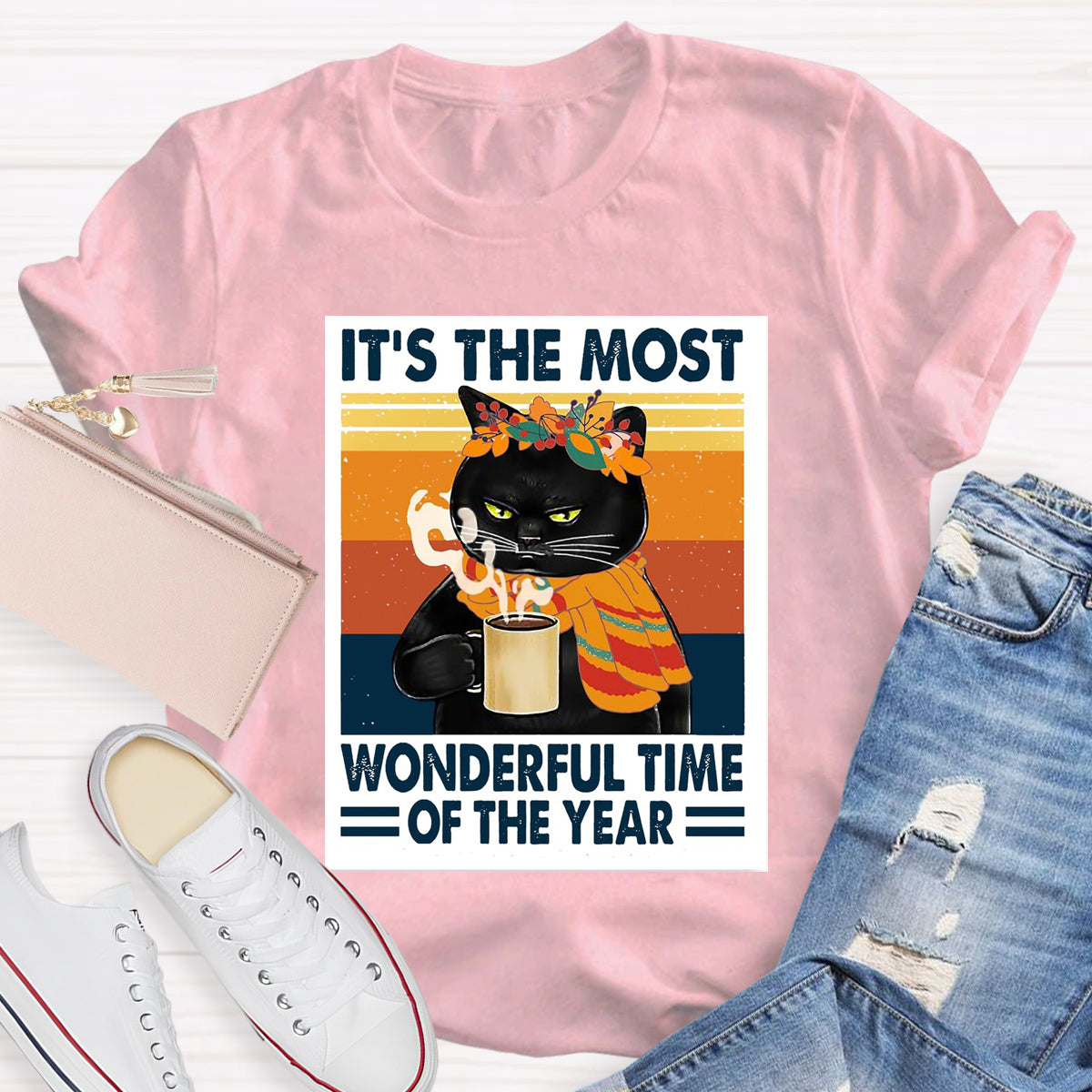 Black Cat It's The Most Wonderful Time Of The Year T-Shirt