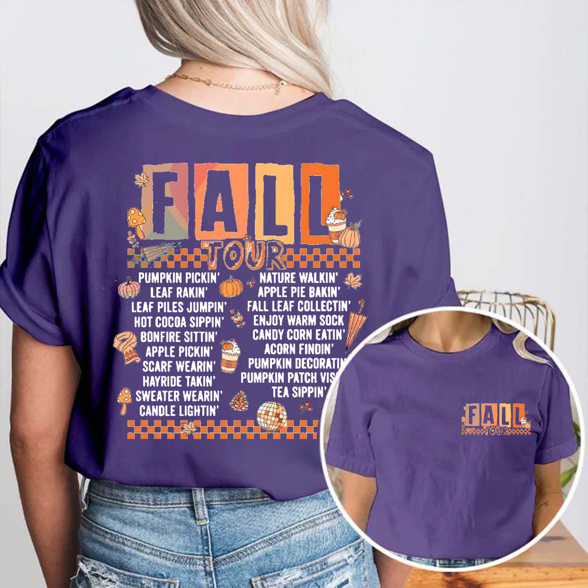 Fall Tour Pumpkin Gardening Double Printed T-shirt