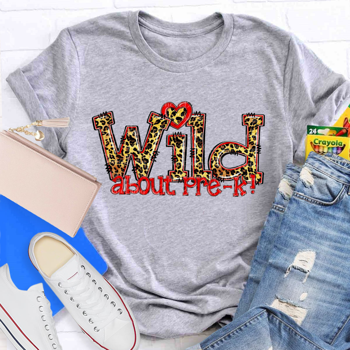 Wild About Pre-K Red Heart T-Shirt