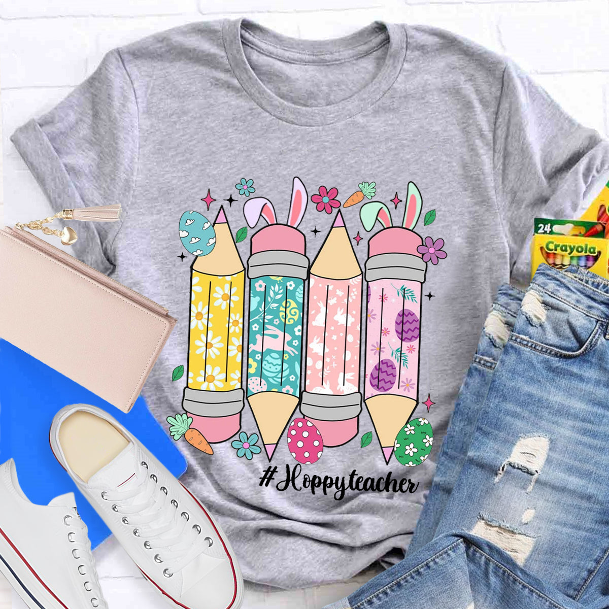 Easter Bunny Pencil Happy Teacher T-Shirt