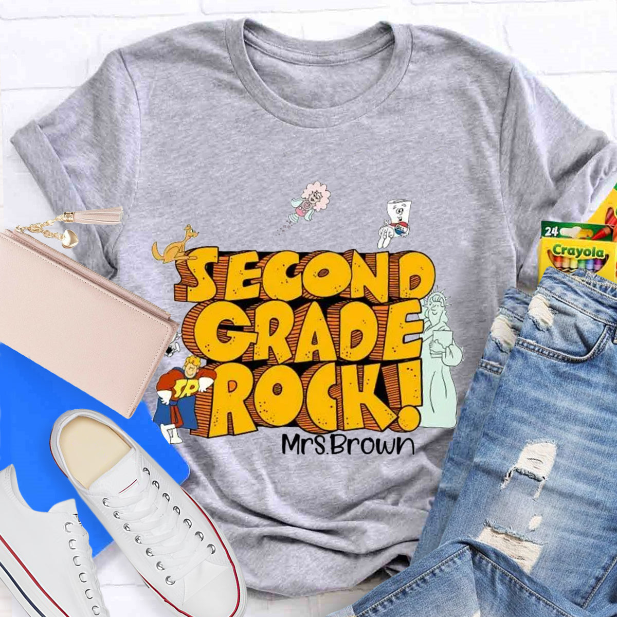 Personalized Grade And Name Rock Teacher T-Shirt