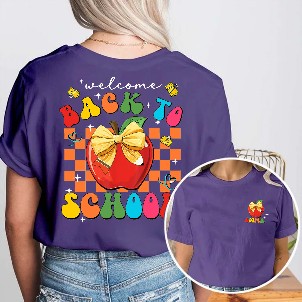 Personalized Name Welcome Back To School Double Printed T-shirt