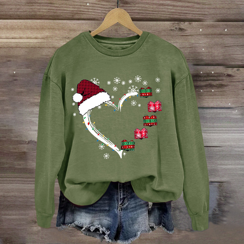 Christmas Books Heart Teacher Sweatshirt