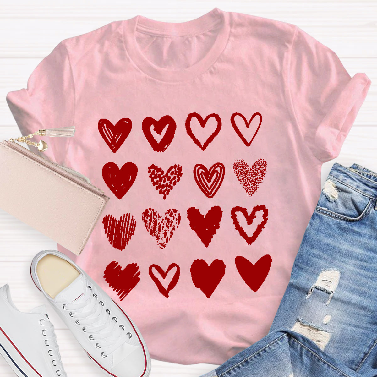 Valentine's Day Cute Heart Teacher T-Shirt