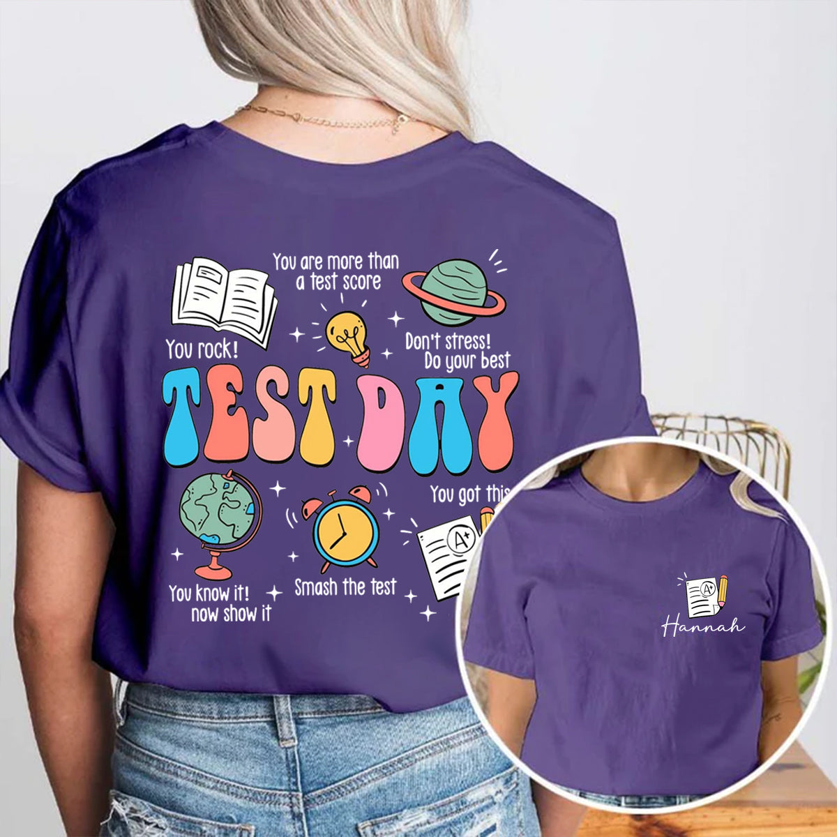 Personalized Name Rock Test Day Double Printed T-shirt