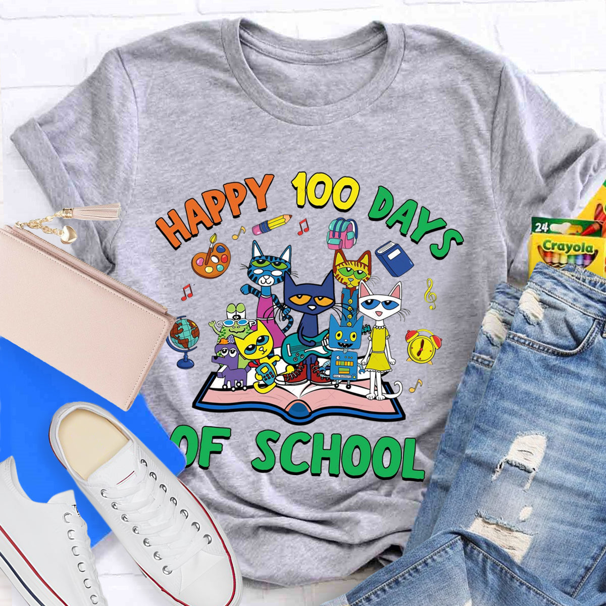 Happy 100 Days of School Children Books Teacher T-Shirt