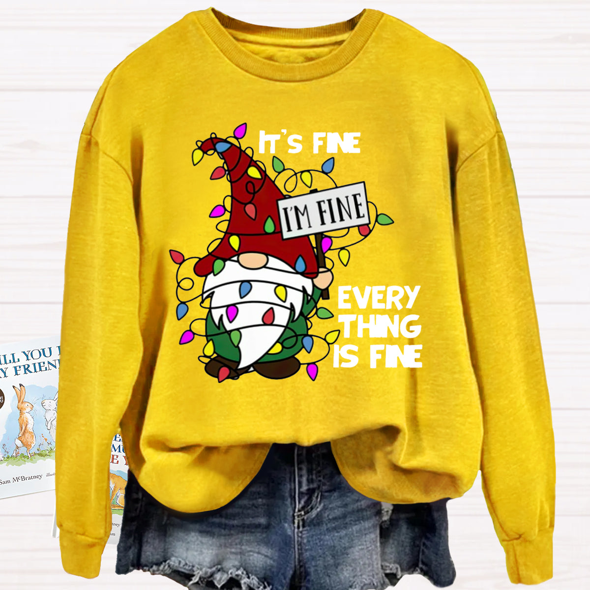 It's Fine I'm Fine Everything Is Fine Gnome Christmas Sweatshirt