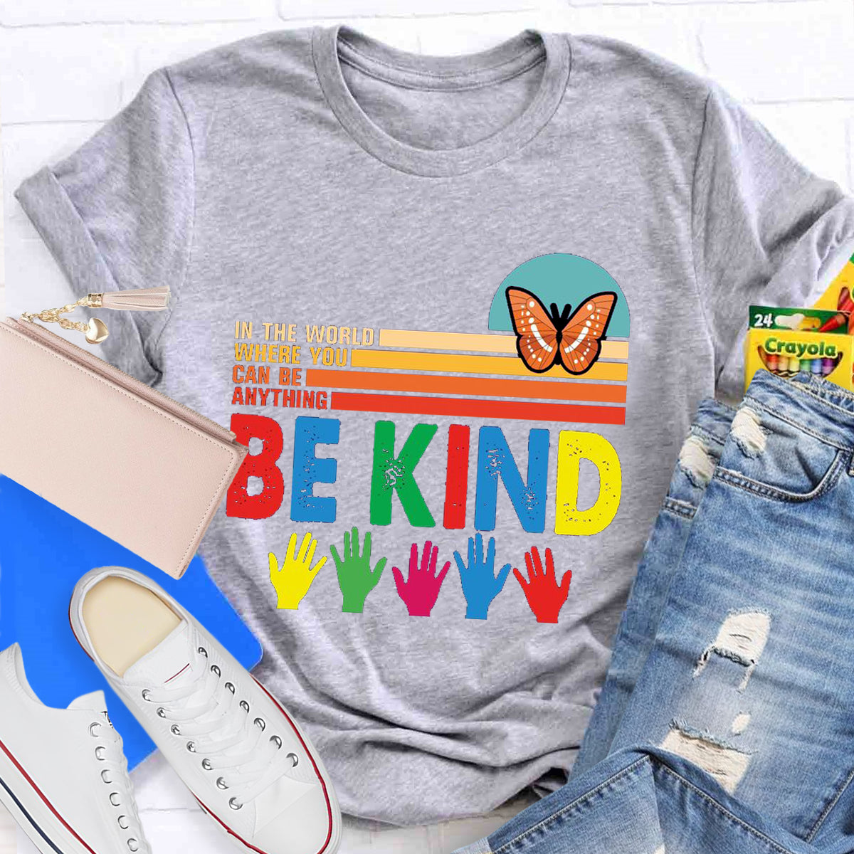 In A World Where You Can Be Anything Be Kind Butterfly T-Shirt