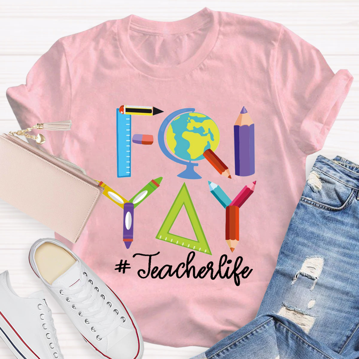 Happy Friyay Friday Weekend Teacherlife T-Shirt