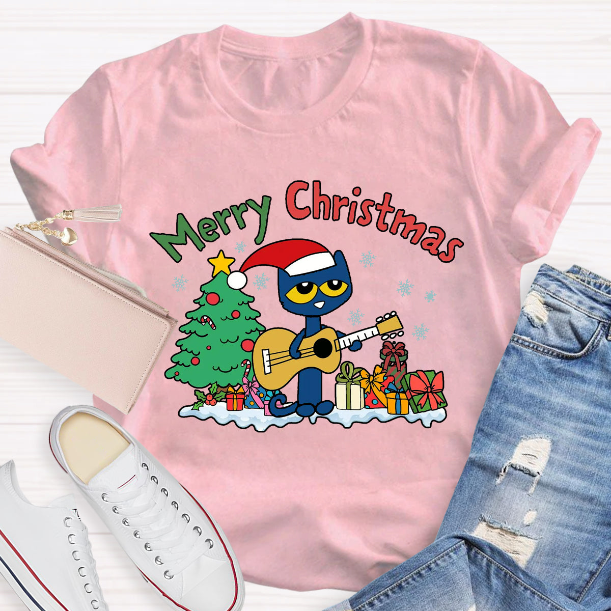 Merry Christmas Pete Groovy Cat T-Shirt