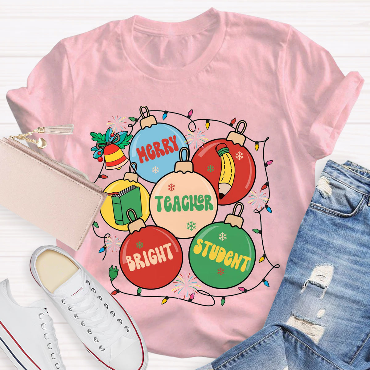 Merry Teacher  Bright Students T-Shirt