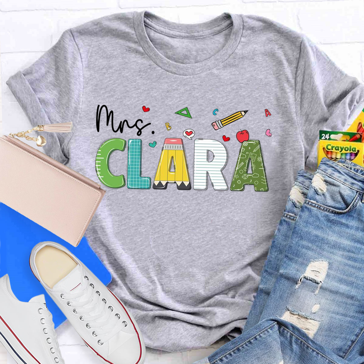 Personalized Name Mrs Clara Teacher T-Shirt