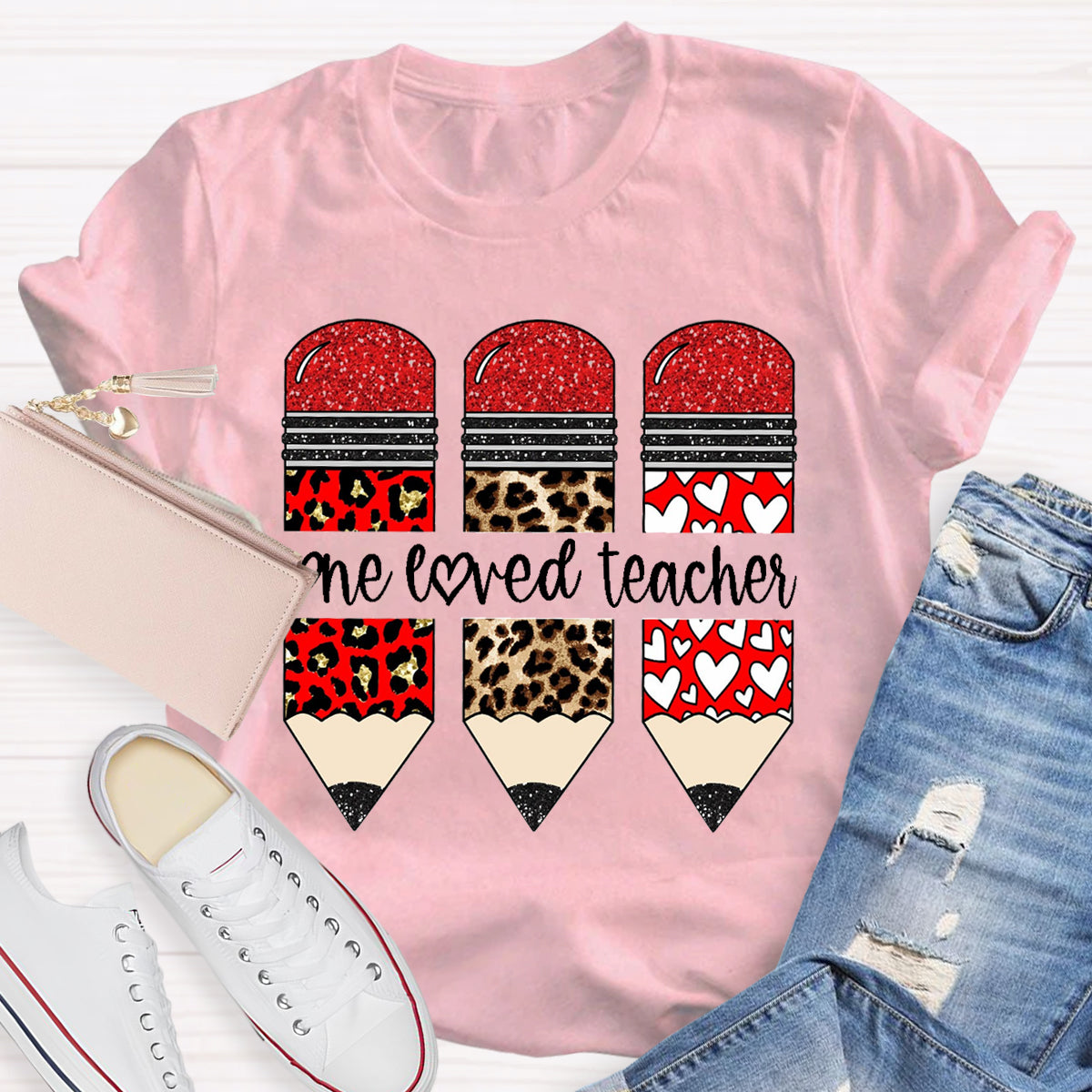 One Loved Teacher Red Pencil T-Shirt