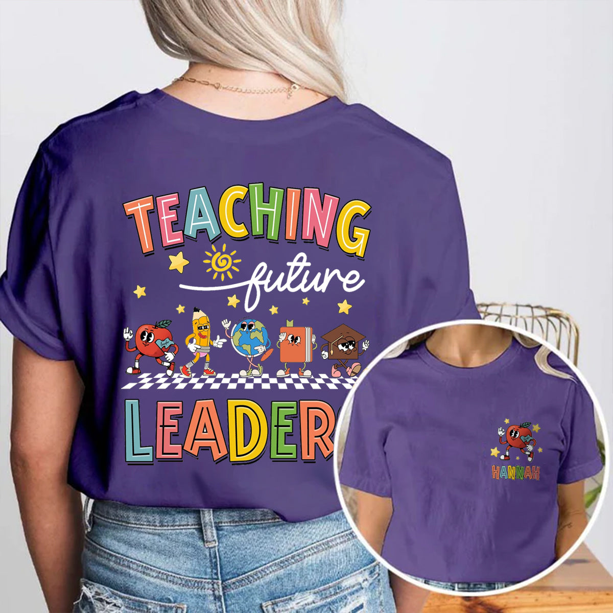 Personalized Name Teaching Future Leaders Double Printed T-shirt