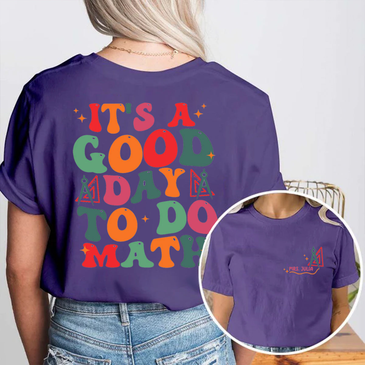 Personalized Name It's A Good Day To Do Math Double Printed T-shirt