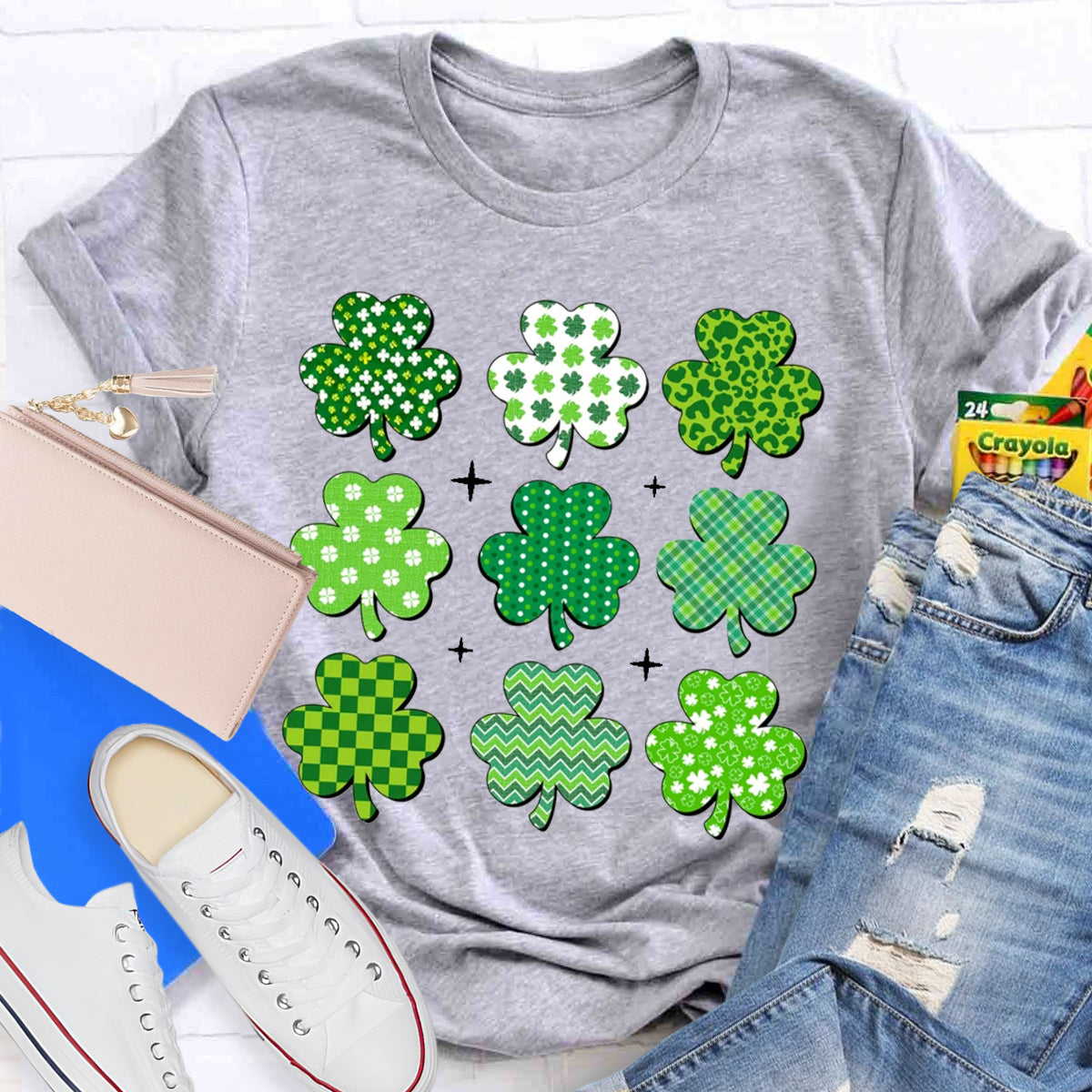 Multi Shamrock St Patricks Day T-Shirt