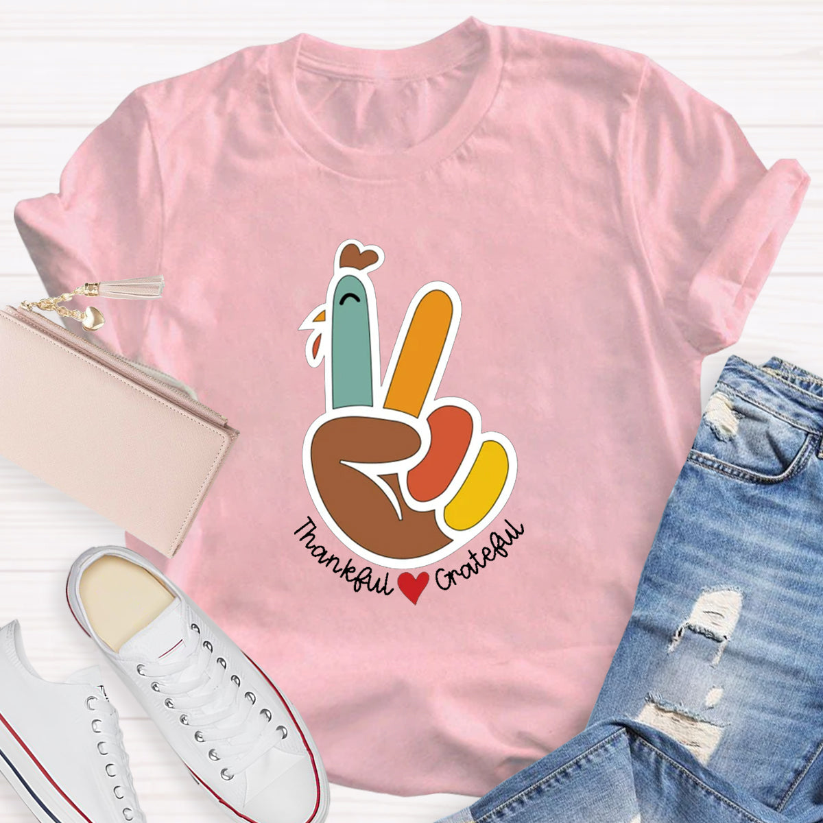 Funny Turkey Thankful Teacher T-Shirt