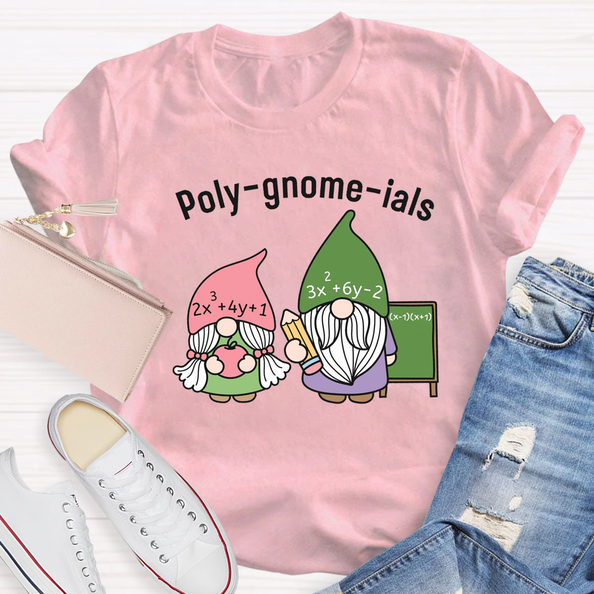 Funny Math Teacher Poly-gnome-ials Funny Gnome T-Shirt