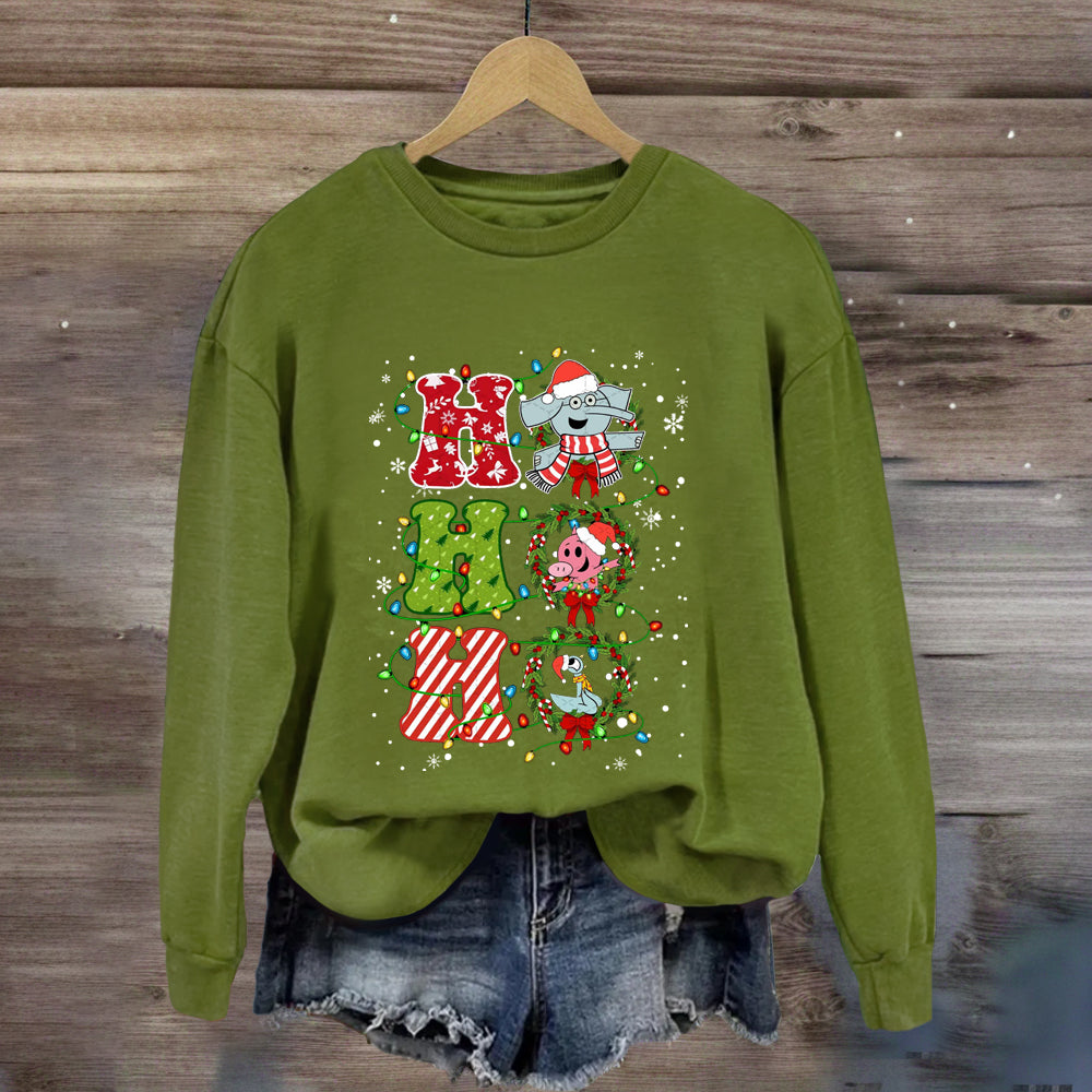 Ho Ho Ho The Elephant And Friends Merry Christmas Sweatshirt