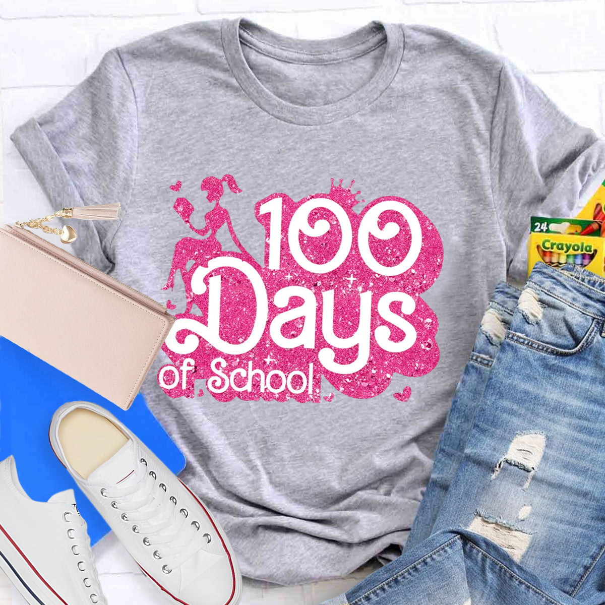 100 Days Of School Pink Teacher T-Shirt