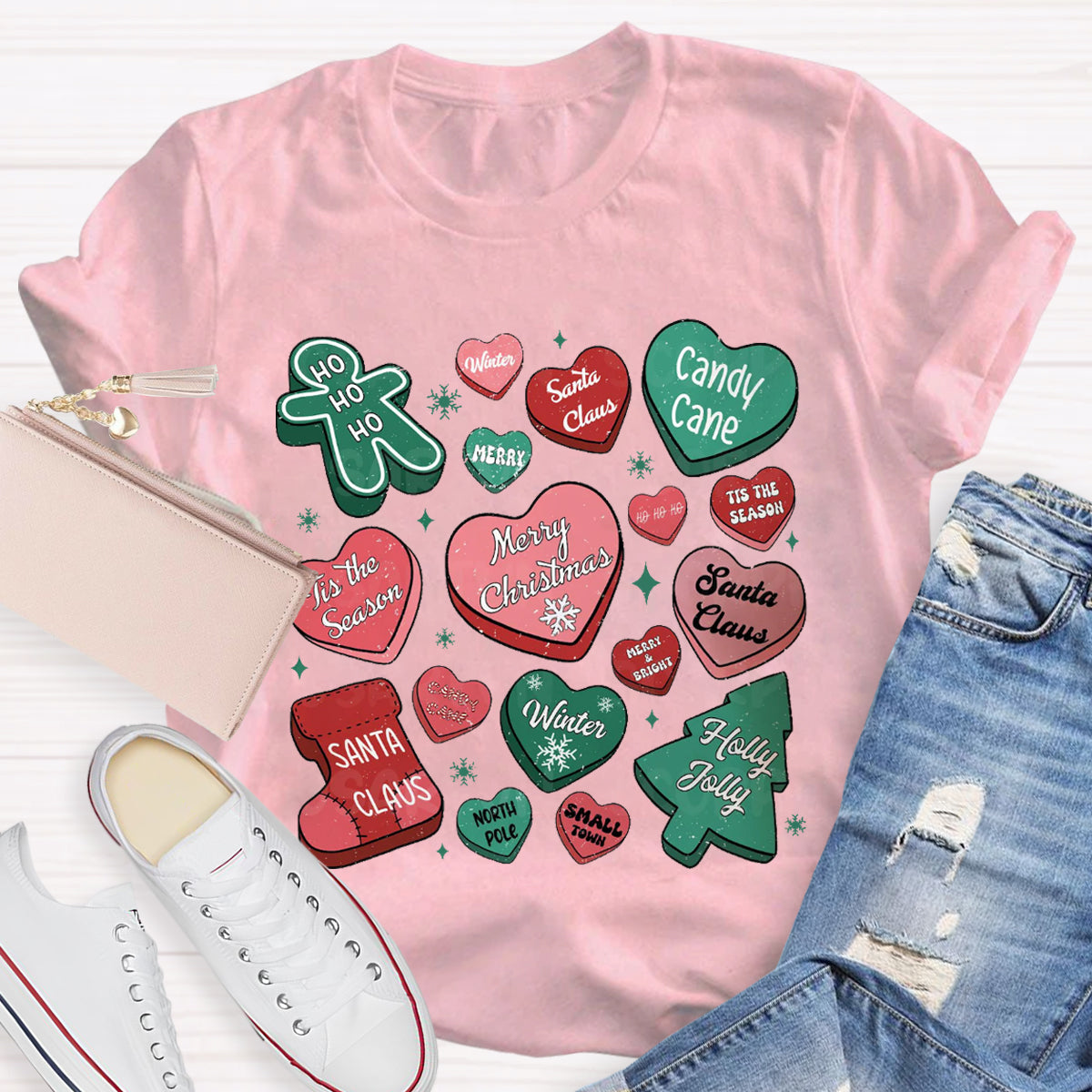 Candy Hearts Christmas T-Shirt