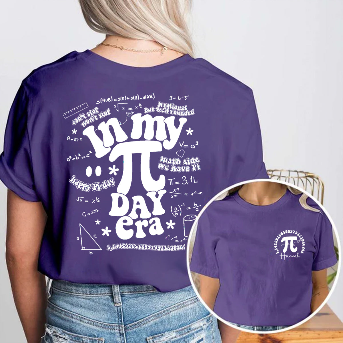 Personalized Name In My Pi Day Era Double Printed T-shirt