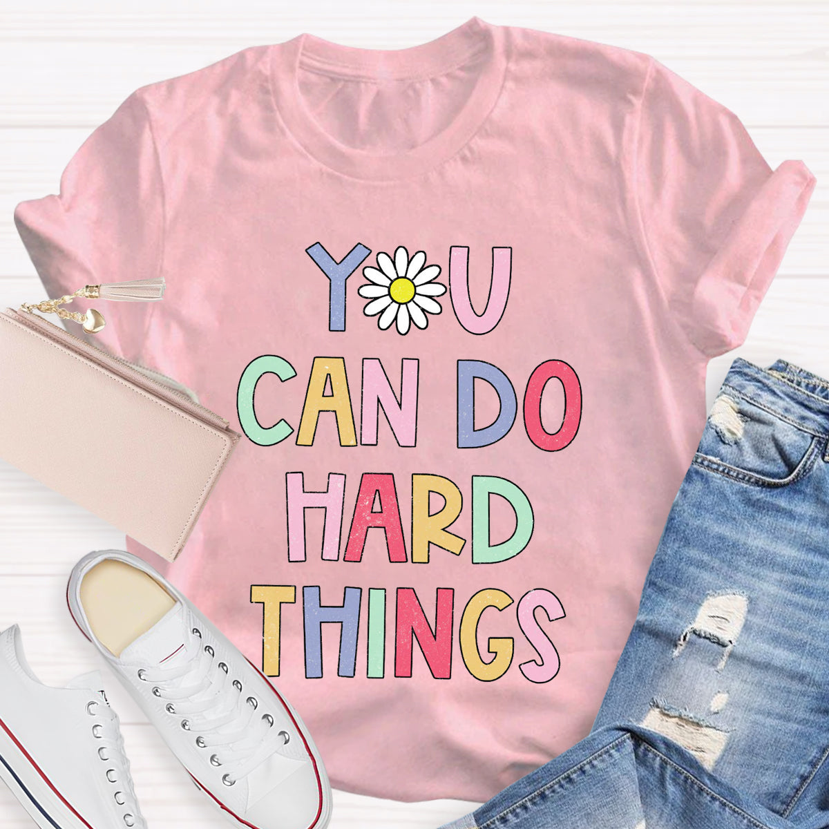 Floral You Can Do Hard Things T-shirt