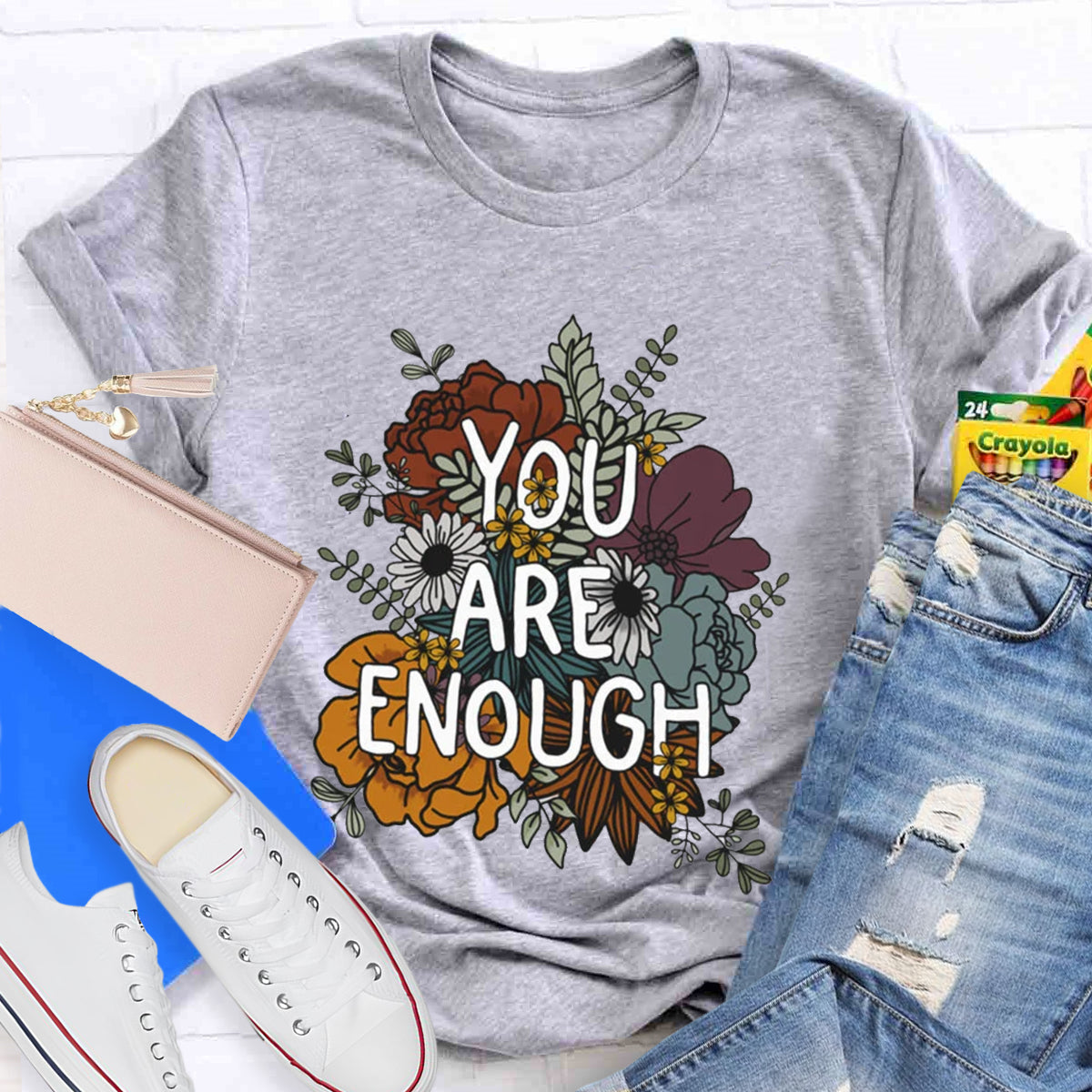 You Are Enough Floral Printed T-Shirt