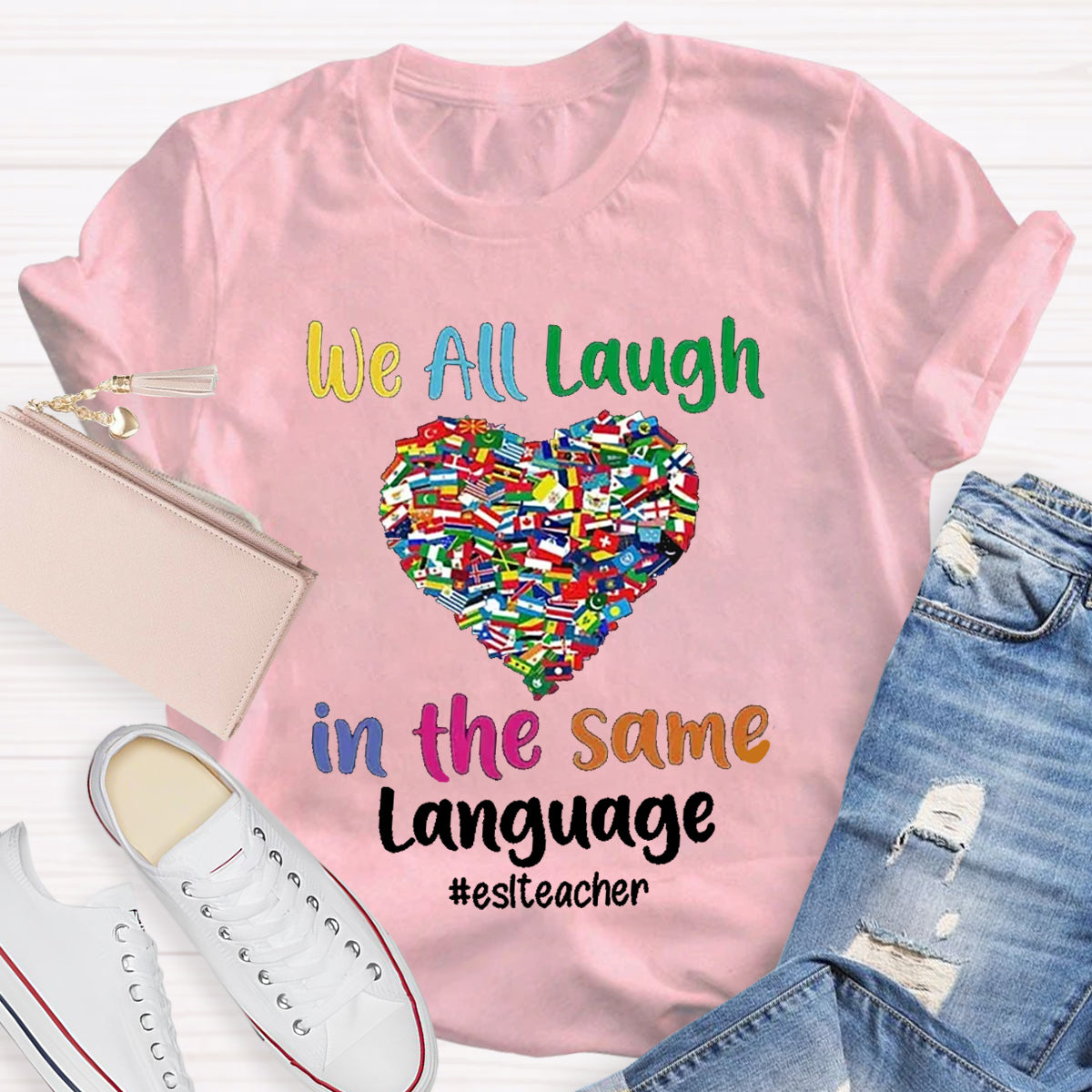 Personalized Subject We All Laugh In The Same Language T-Shirt