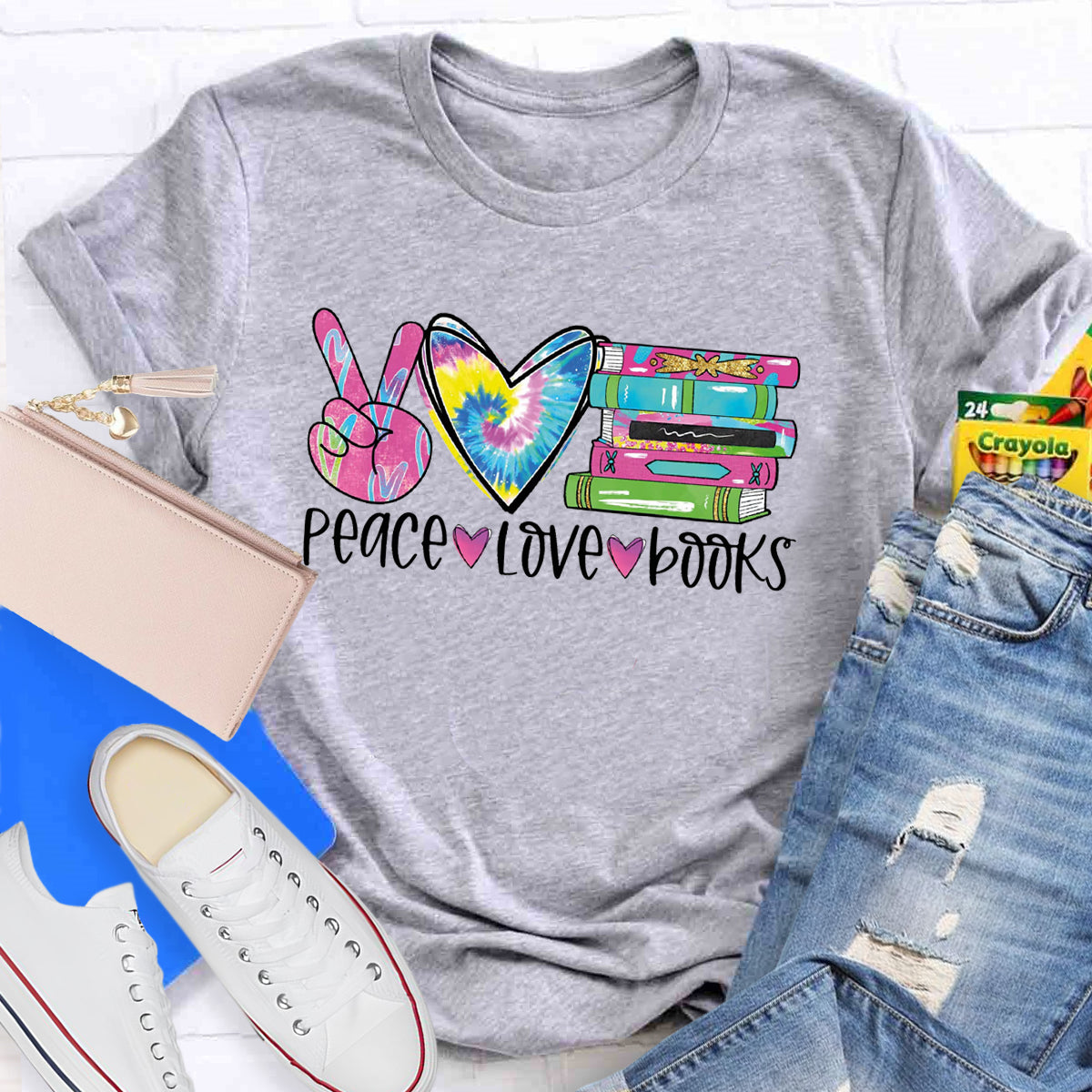 Peace Love Books T-Shirt