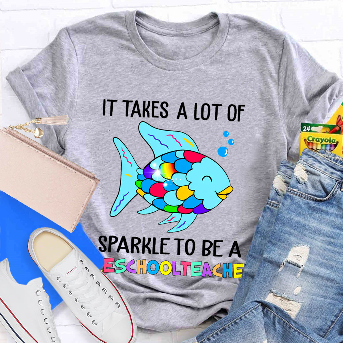 Personalized Grade It Takes A Lot Of Sparkle To Be A Preschool Teacher T-Shirt