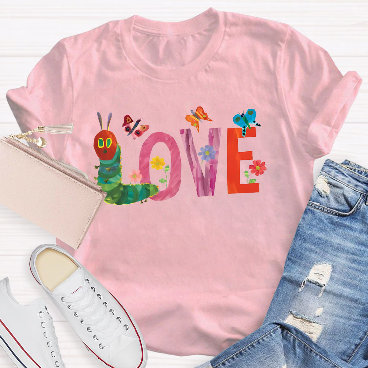 Caterpillar Butterfly Love Teacher T-Shirt