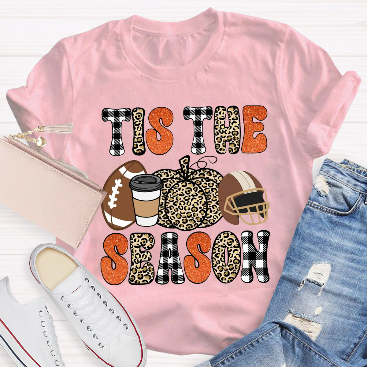 Tis The Season Game Day  Pumpkin Teacher T-Shirt