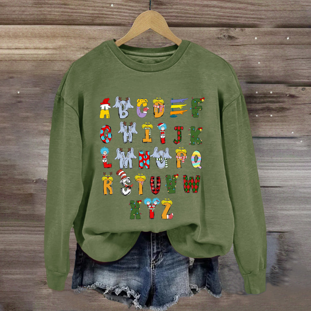 Christmas Doodle Alphabet Cat In The Hat Children's Book Sweatshirt