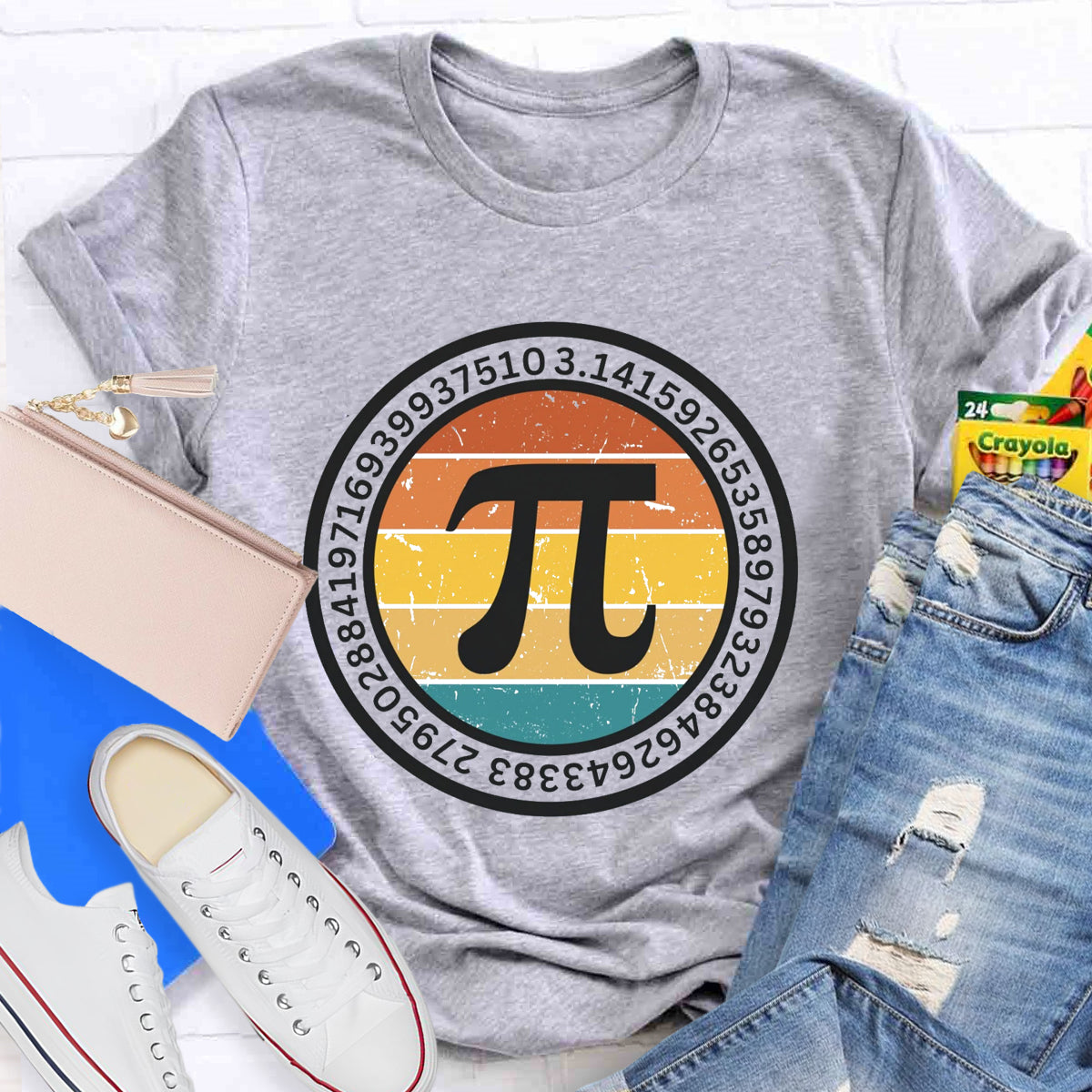 Vintage Pi Symbol Math Teacher T-Shirt